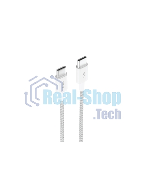 Кабель OLMIO SIMPLE, Type-C - Type-C, 60W 3A, 1.2м, тканевая оплетка, белый