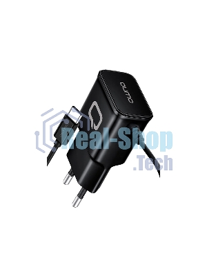 Сетевое зарядное устройство Qumo Energy (Charger 0025) 2.1A, встроенный кабель TYPE-C, черный