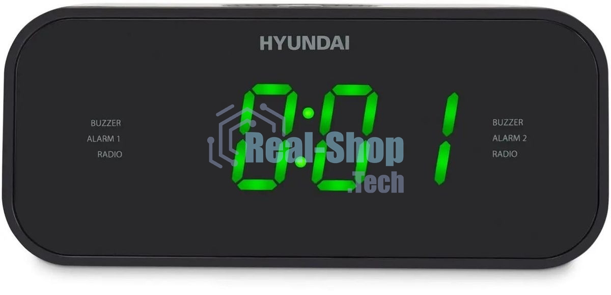 Радиобудильник Hyundai H-RCL221 черный LCD подсв:зеленая часы:цифровые FM