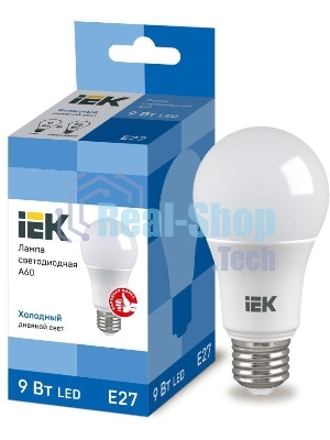 Лампа светодиодная IEK LLE-A60-9-230-65-E27 ECO A60 9 Вт грушевидная 230В 6500К E27