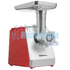 Мясорубка электрическая Sakura SA-6424R красный, 2000 Вт, 3.5 кг/мин, реверс, защита от перегрузки, металлический лоток, насадки - 4