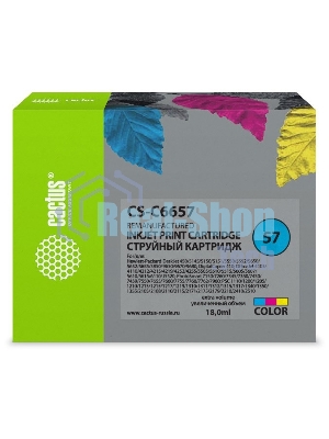 Картридж струйный Cactus CS-C6657 №57 многоцветный (18 мл) для HP 450/5145/5150/5151/5550/5552/5650/5652/565