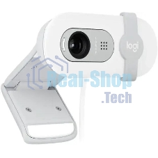 Веб-камера Logitech BRIO 100 1920x1080, 30 кадр/с, USB, микрофон, шторка приватности, крепление на мониторе, белый