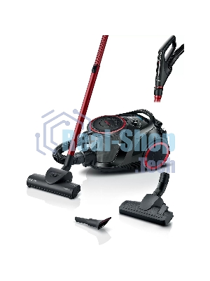 Пылесос Bosch BGS41POW1 черный/красный, 350/700 Вт, уборка сухая, пылесборник контейнер 2.4 л