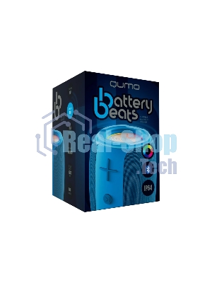 Колонка беспроводная QUMO BatteryBeats BT5.0 5Вт IP64 FM SD USB AUX подсветка 1500мА·ч синий