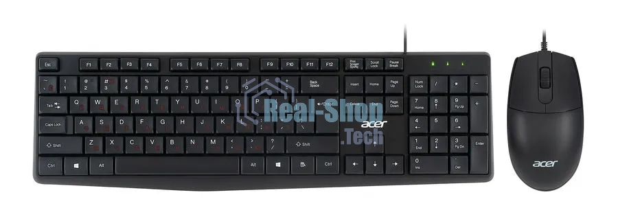 Комплект клавиатура+мышь Acer OMW141 проводной, USB, 1200 DPI, чёрный