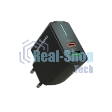 Сетевое зарядное устройство MORE CHOICE NC61a черный - 1USB+1USB-C 3.0A PD 20W+QC3.0 быстрая зарядка для Type-C