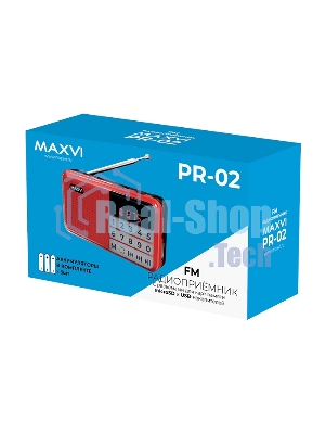 Радио FM-приемник Maxvi PR-02 red. Цифровой приемник Maxvi PR-02 предназначен для прослушивания радио и музыки. Миниатюрный Maxvi PR-02 - удобный в переноске и помещается в карман. Можно использовать карты памяти microSD и внешний USB-накопитель для воспроизведения музыки, а также аудиокниг. Благодаря функции автоматического поиска гаджет может самостоятельно находить доступные радиостанции и сохранять их в памяти
