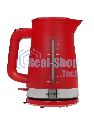 Электрочайник Bosch TWK4M224 красный, 1.7 л, 2200 Вт, скрытый нагревательный элемент