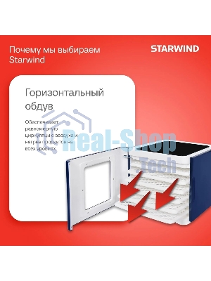Сушилка для овощей и фруктов StarWind SFD6430, синий, 6 поддонов