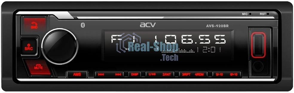 Автомагнитола ACV AVS-920BR, 1 DIN, Bluetooth, USB Type-A, AUX
