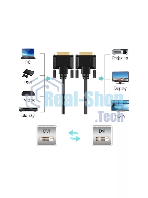 Кабель DVI-D--DVI-D Dual link 25M/25M, экран, феррит.кольца, 1.8м Telecom TCG441D-1.8M