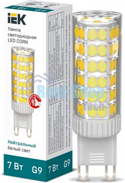 Лампа светодиодная CORN 7Вт капсула 4000К G9 230В керамика IEK LLE-CORN-7-230-40-G9