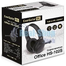 Гарнитура ExeGate Office HS-102S чёрный, проводная, 3.5 мм, накладные, регулятор громкости