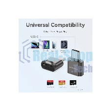 Кард-ридер Vention CLMH0/серый/OTG USB 2.0 CM/MicroSD/USB Type-C/металл