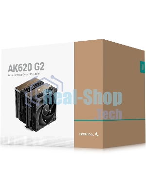 Кулер для процессора DEEPCOOL AK620 G2 LGA1851/1700/1200/115X/AM5/AM4 (8шт/кор, TDP 260W, PWM, DUAL Fan 120мм, 6 тепл. трубок, Copper Base, Wood-grain top cover, черный) RET (R-AK620G2-BKNNMN-GJD)