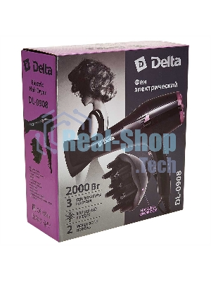 Фен Delta DL-0908 черный/коричневый, 2000 Вт