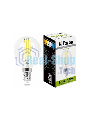 Лампа светодиодная Feron LB-511 11 вт Е14 белый шар FILAMENT