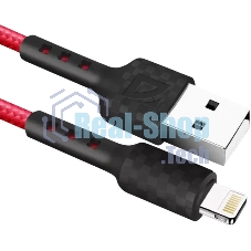 Кабель USB Defender F181 Lightning 1м, 2.4А, нейлон, пакет 1