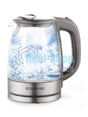 Электрочайник Starwind SKG2315 серый/серебристый, 1.7 л, 2200 Вт, скрытый нагревательный элемент