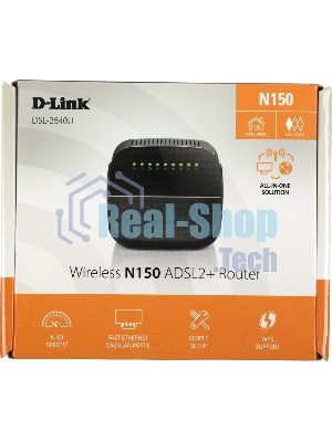 Роутер беспроводной D-Link DSL-2640U/R1A ADSL2+ черный (Annex A)