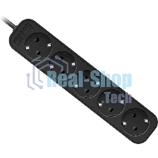 Удлинитель Defender с заземлением M518 1.8 м, 5 розеток, черный