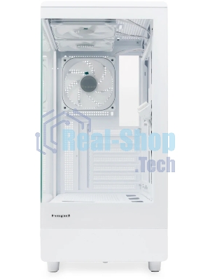 Компьютерный корпус HSPD F510, Panoramic Mid Tower, белый, TG, 0.5 SPCC, 3x120мм ARGB ATX, mATX, mITX 180/280/160мм 1x2.5