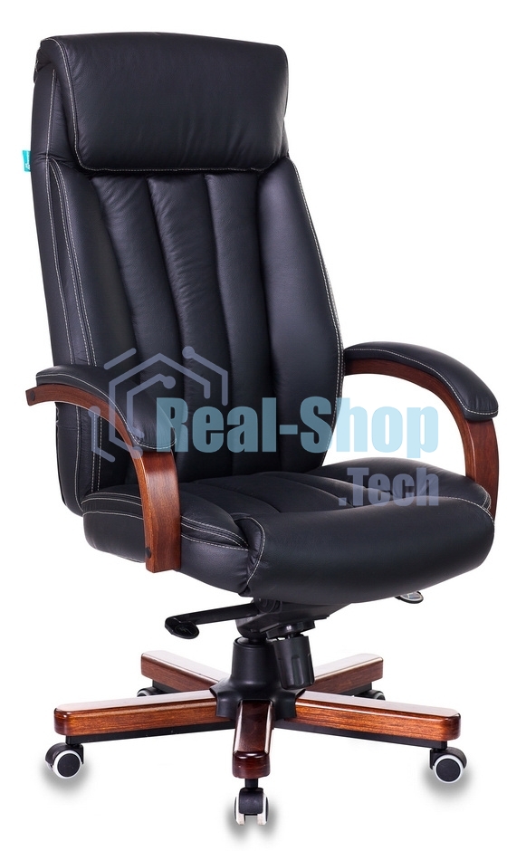 Кресло Бюрократ T-9922WALNUT/BLACK черный, кожа
