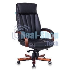 Кресло Бюрократ T-9922WALNUT/BLACK черный, кожа