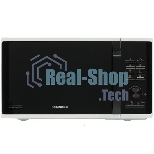 Микроволновая печь Samsung MG23K3515AW/BW белый/черный, 23 л, 800 Вт, переключатели - кнопки, поворотный механизм