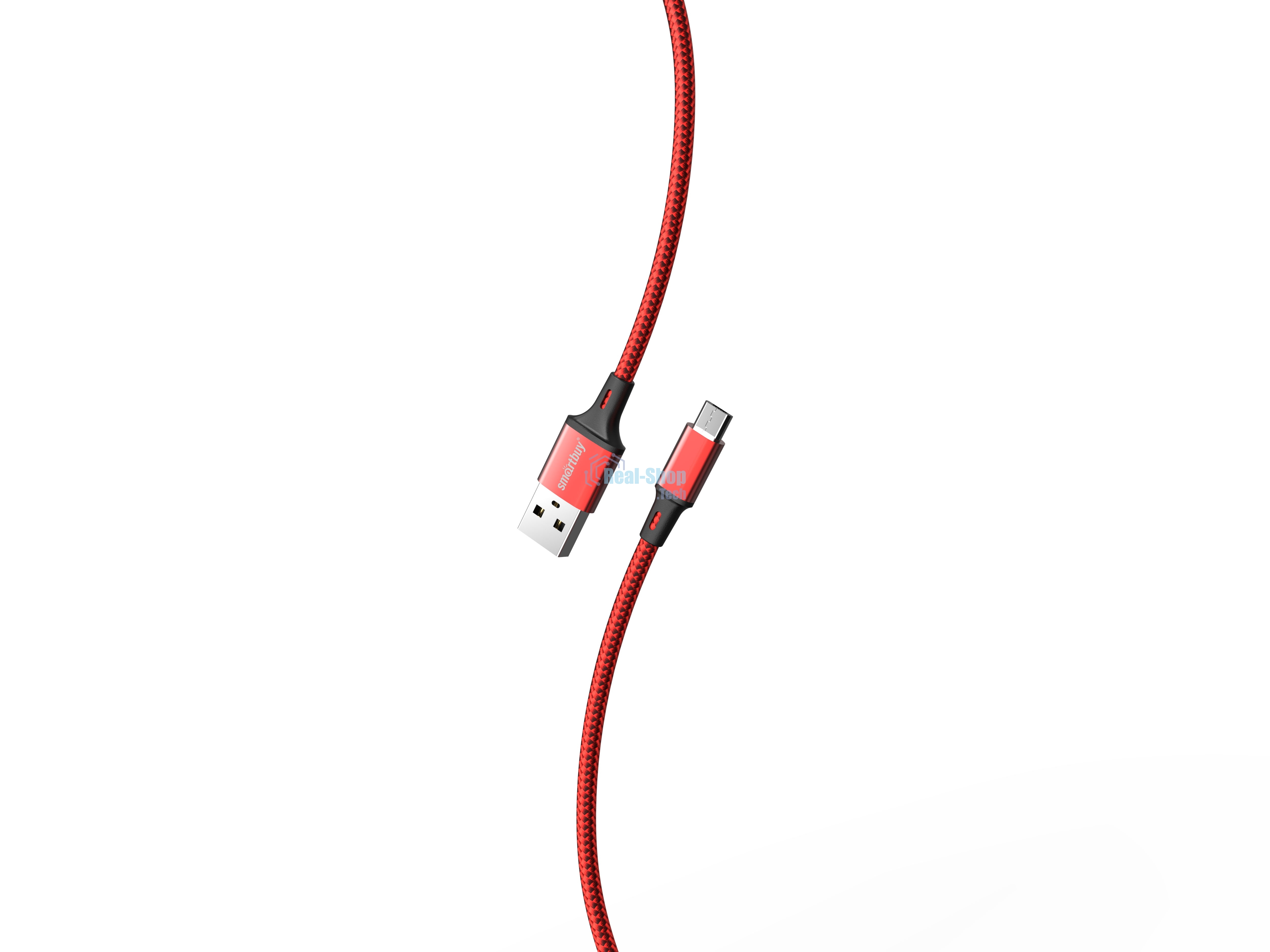 Кабель для зарядки и передачи данных S14 MicroUSB красный/черный, 3 А, 1 м, Smartbuy (iK-12-S14rb)