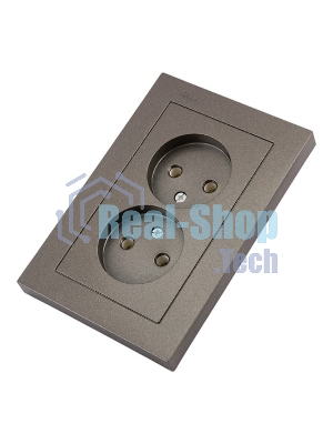Розетка 2-м AtlasDesign без заземл. 16А в сборе мокко SchE ATN000620