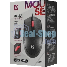 Мышь проводная Defender Delta MM-523 черный, 1000 dpi, USB, кнопки - 3