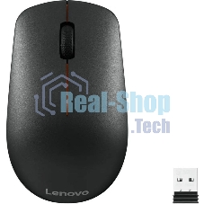 Мышь беспроводная Lenovo 400 черный, 1200 dpi, радиоканал, USB, кнопки - 3
