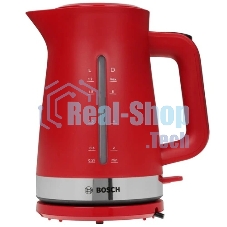 Электрочайник Bosch TWK4M224 красный, 1.7 л, 2200 Вт, скрытый нагревательный элемент