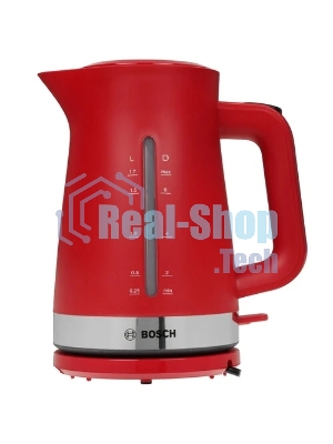 Электрочайник Bosch TWK4M224 красный, 1.7 л, 2200 Вт, скрытый нагревательный элемент