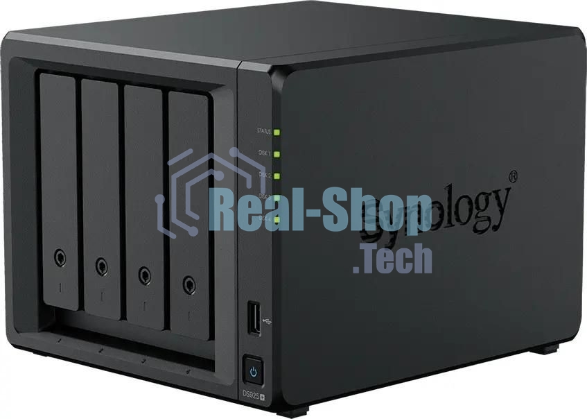 Сетевое хранилище Synology DiskStation DS925+ черный (AMD Ryzen V1500B/4Gb/4 pcs (3.5