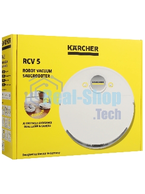 Робот-пылесос Karcher RCV 5 белый 5200 мAч Li-Ion, уборка сухая/влажная, пылесборник контейнер 0.33 л