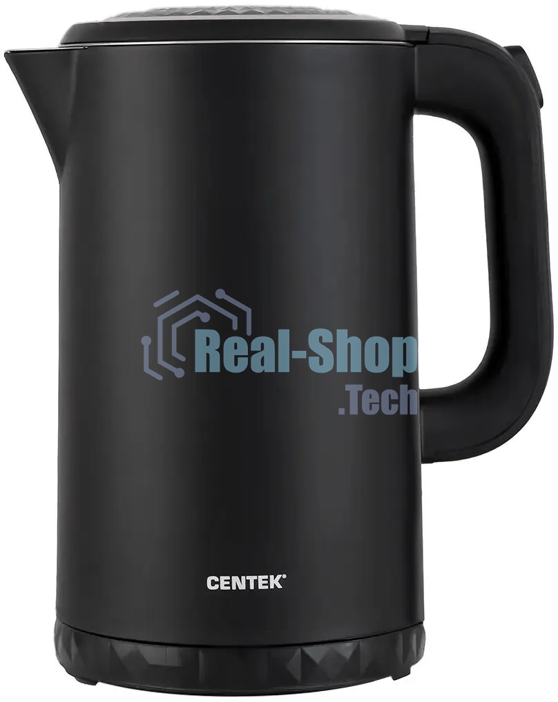 Чайник электрический Centek CT-0020 черный металл 1.7 л, 2200 Вт, бесшовная колба, двойные стенки