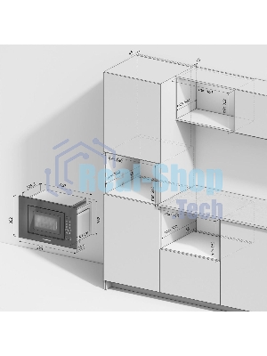 Встраиваемая микроволновая печь Kuppersberg HMW 620 B, объем 20 л, мощность 700 Вт, поворотный стол, High-Tech, 9 автоматических программ, гриль, сенсорное управление, черный