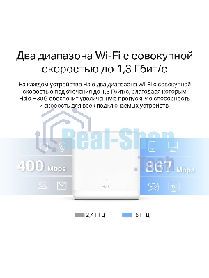 Бесшовный Mesh роутер Mercusys Halo H30G(3-pack) AC1300 10/100/1000BASE-TX