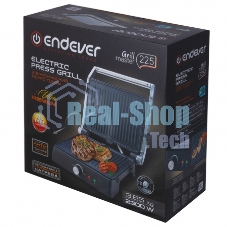 Электрический пресс-гриль Endever Grillmaster 225, серебристый/черный, 2300 Вт, терморегулятор, размер пов-ти 28х17 см