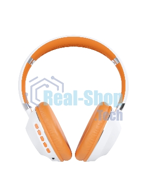 Беспроводные наушники MORE CHOICE HW34S белый/оранжевый, накладные, Bluetooth, до 6 ч