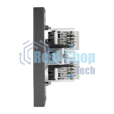 Розетка Kranz STRONG компьютерная двойная RJ45+RJ45 кат6 с/у графит