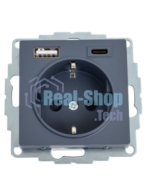 Розетка SE AtlasDesign 16А с USB A+C (5В/2,4А/3 А, 2х5В/1,5А), мех, грифель