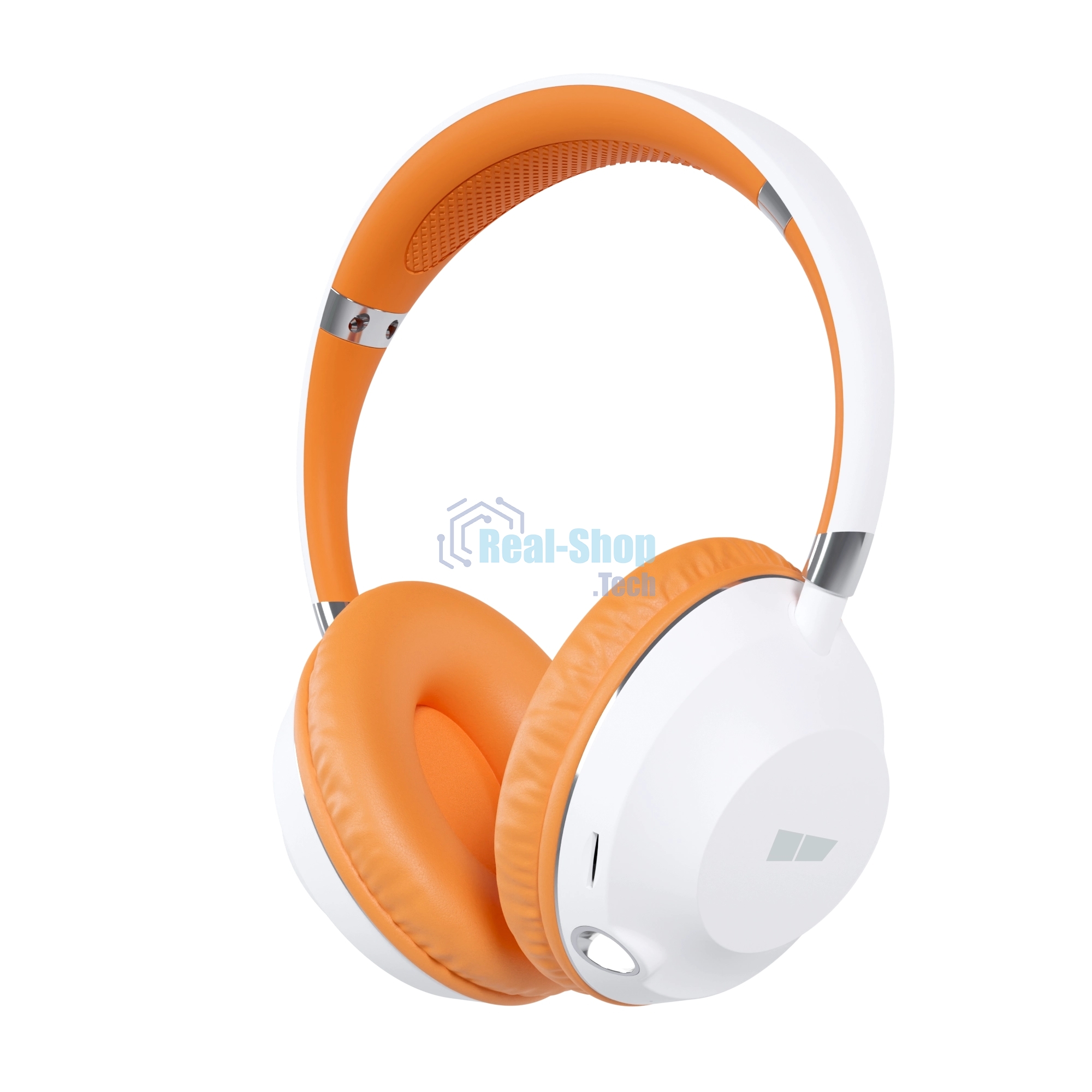 Беспроводные наушники MORE CHOICE HW34S белый/оранжевый, накладные, Bluetooth, до 6 ч