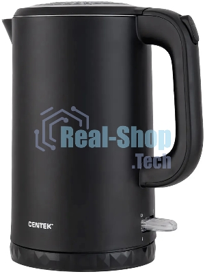 Чайник электрический Centek CT-0020 черный металл 1.7 л, 2200 Вт, бесшовная колба, двойные стенки