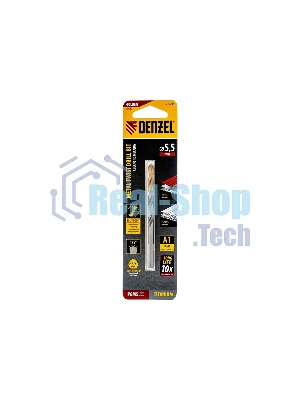 Сверло спиральное по металлу Denzel 5,5 x 93мм, Р6М5, Golden Tip