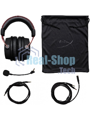 Гарнитура HyperX Cloud Alpha чёрный-красный, проводная, 2 x 3.5 мм, съёмный микрофон с шумоподавлением, регулятор громкости на кабеле