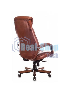 Кресло руководителя Бюрократ T-9924WALNUT светло-коричневый Leather Eichel, кожа, с подголов. крестовина металл/дерево